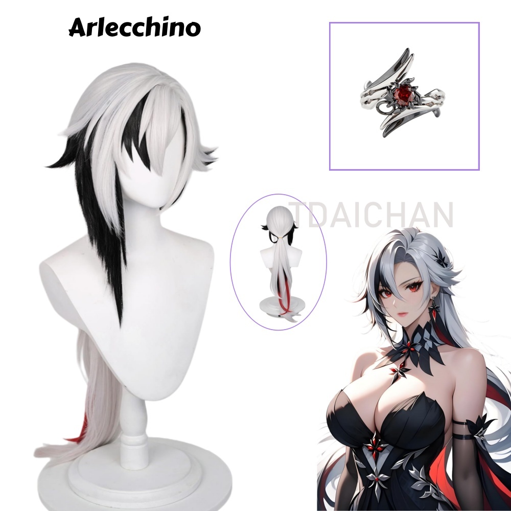 Genshin Impact Arlecchino Cosp - đánh giá và giá Synthetic Wigs