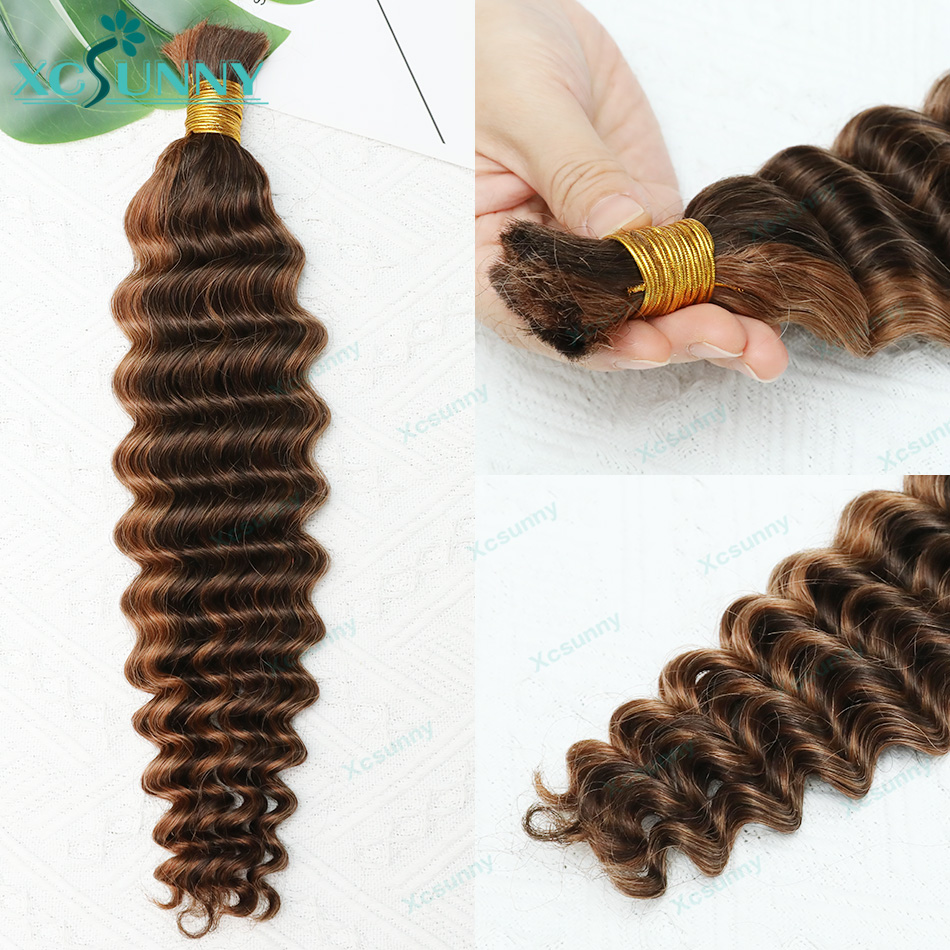 Color #4/30 Boho Braids Human  - đánh giá và giá Water Wave Bulk Human Hair For Braiding