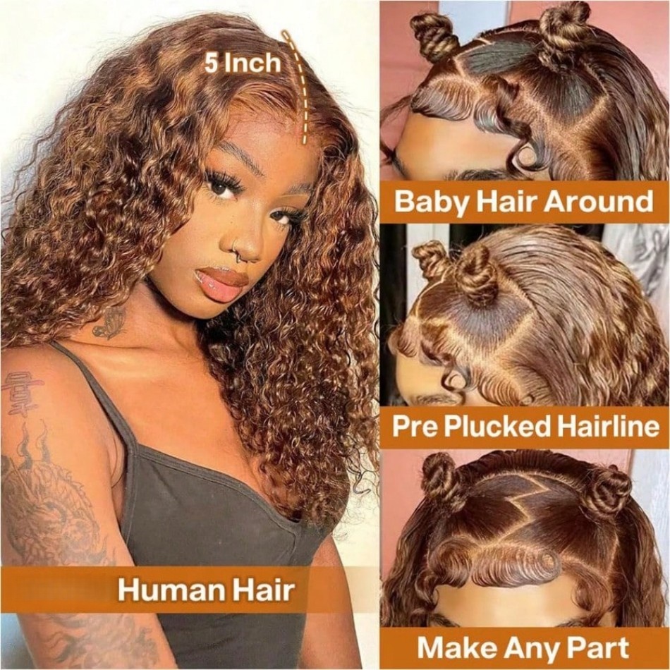 P4/27 Highlight Curly Short Bo - đánh giá và giá Glueless Wear And Go Human Hair Wig
