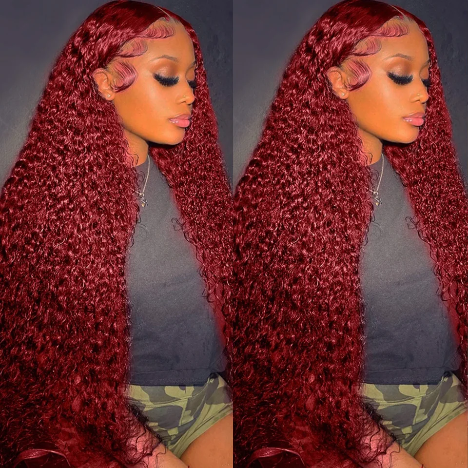 99J Burgundy Colored Deep Wave - đánh giá và giá Lace Front Wigs