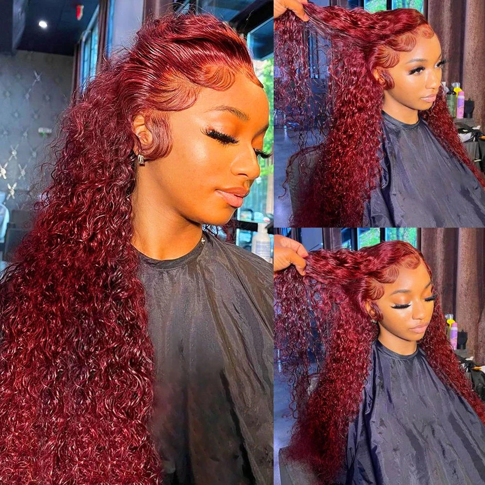 99J Burgundy Colored Deep Wave - đánh giá và giá Lace Front Wigs