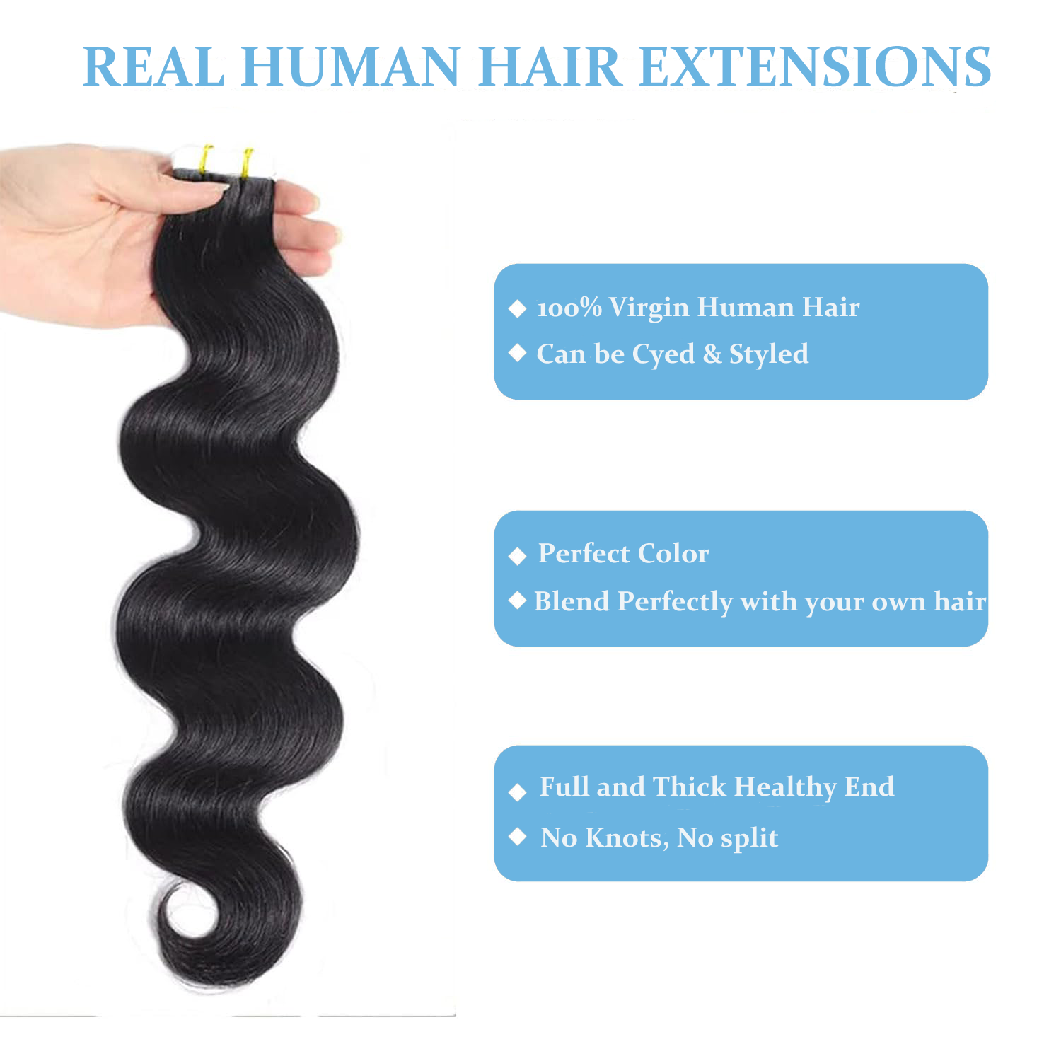 Body Wave Invisible Tape in Ha - đánh giá và giá Invisible Tape In Extensions Real Hair