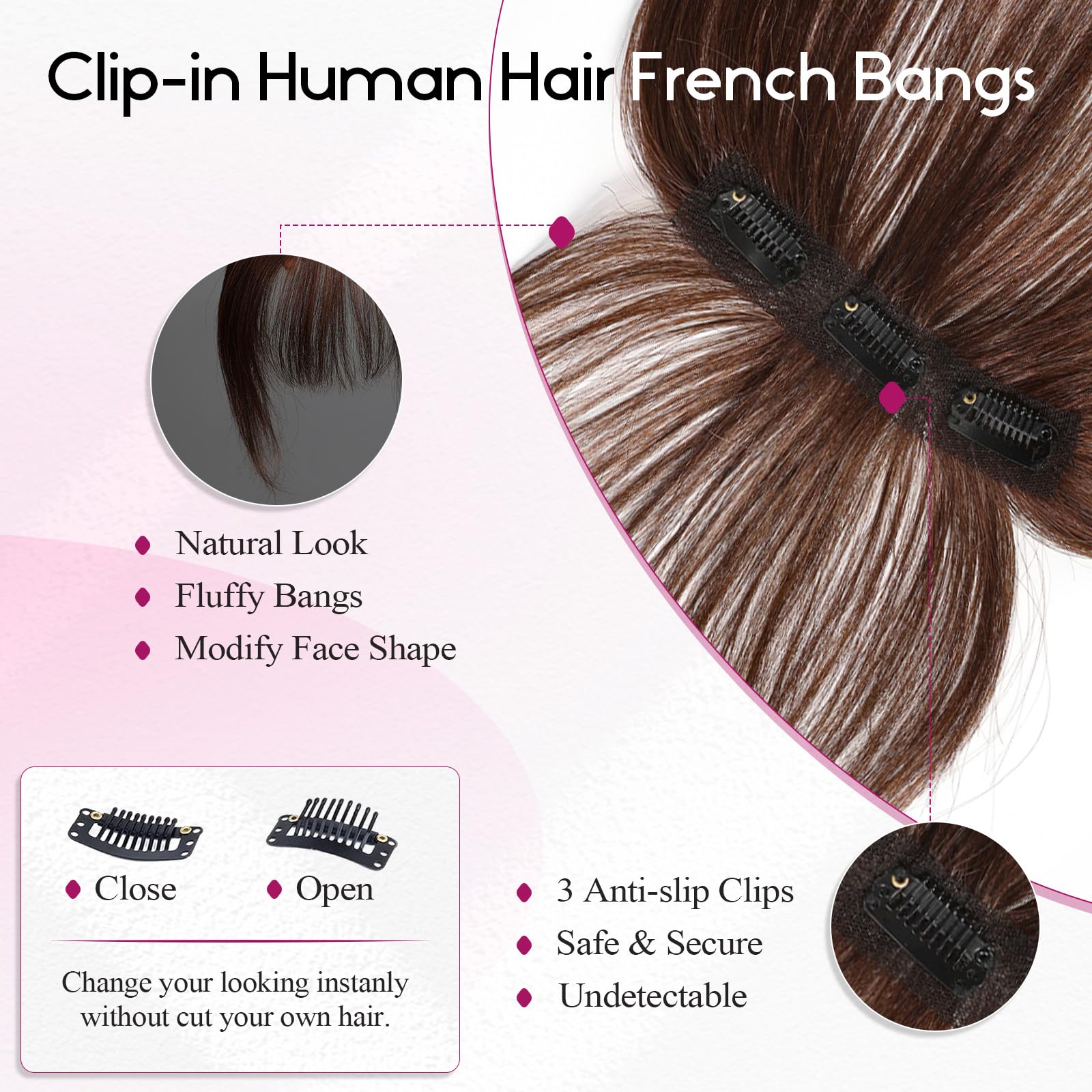 100% Human Hair Bangs Clips in - đánh giá và giá Seamless Clip In Hair Extensions Human Hair